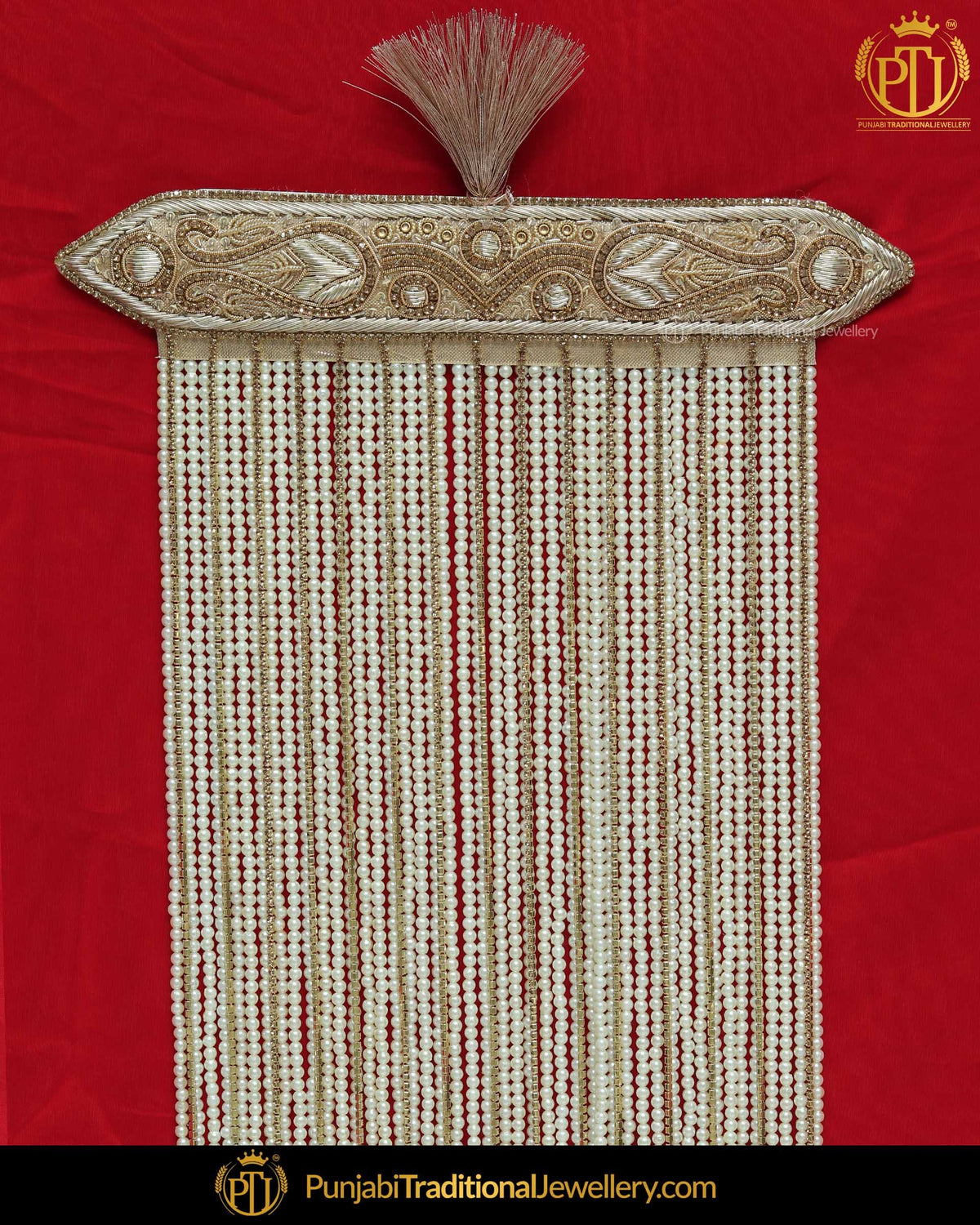 Golden Jercon Pearl Groom Sehra | Punjabi Traditional Jewellery Exclusive