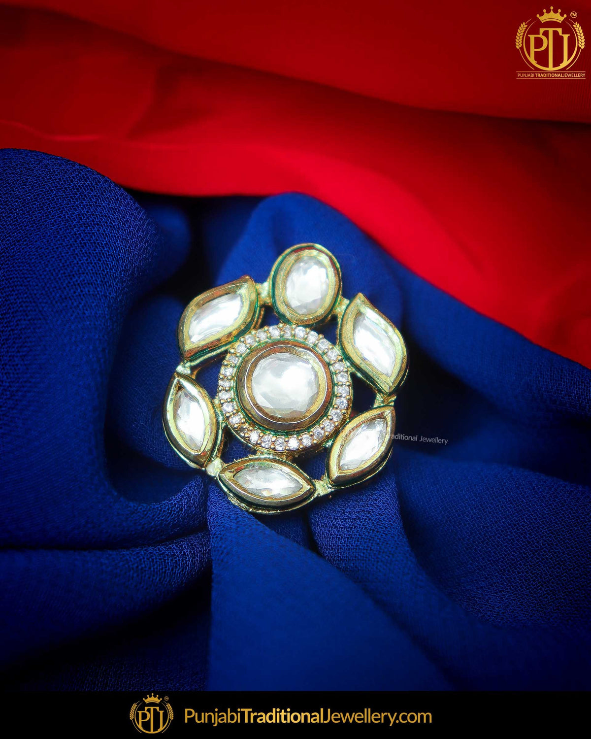 Gold Finished Kundan Ring | Punjabi Traditional Jewellery Exclusive