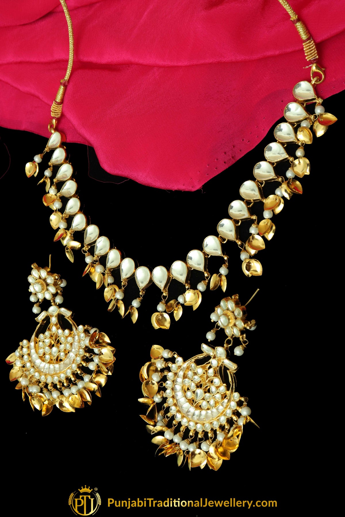 Faekah Kundan Pippal Patti Necklace Set | Punjabi Traditional Jewellery Exclusive
