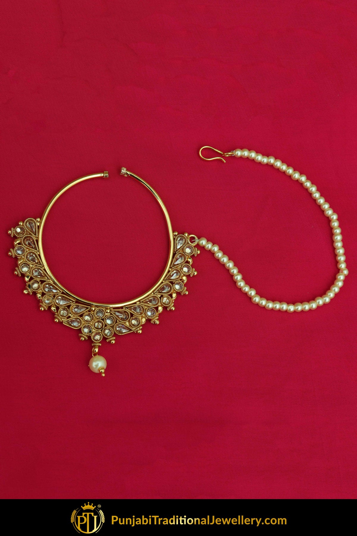 Gold Finished Polki Nath| Punjabi Traditional Jewellery Exclusive