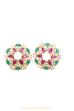 Gold Finished Rubby Emerald AD Studs By  PTJ
