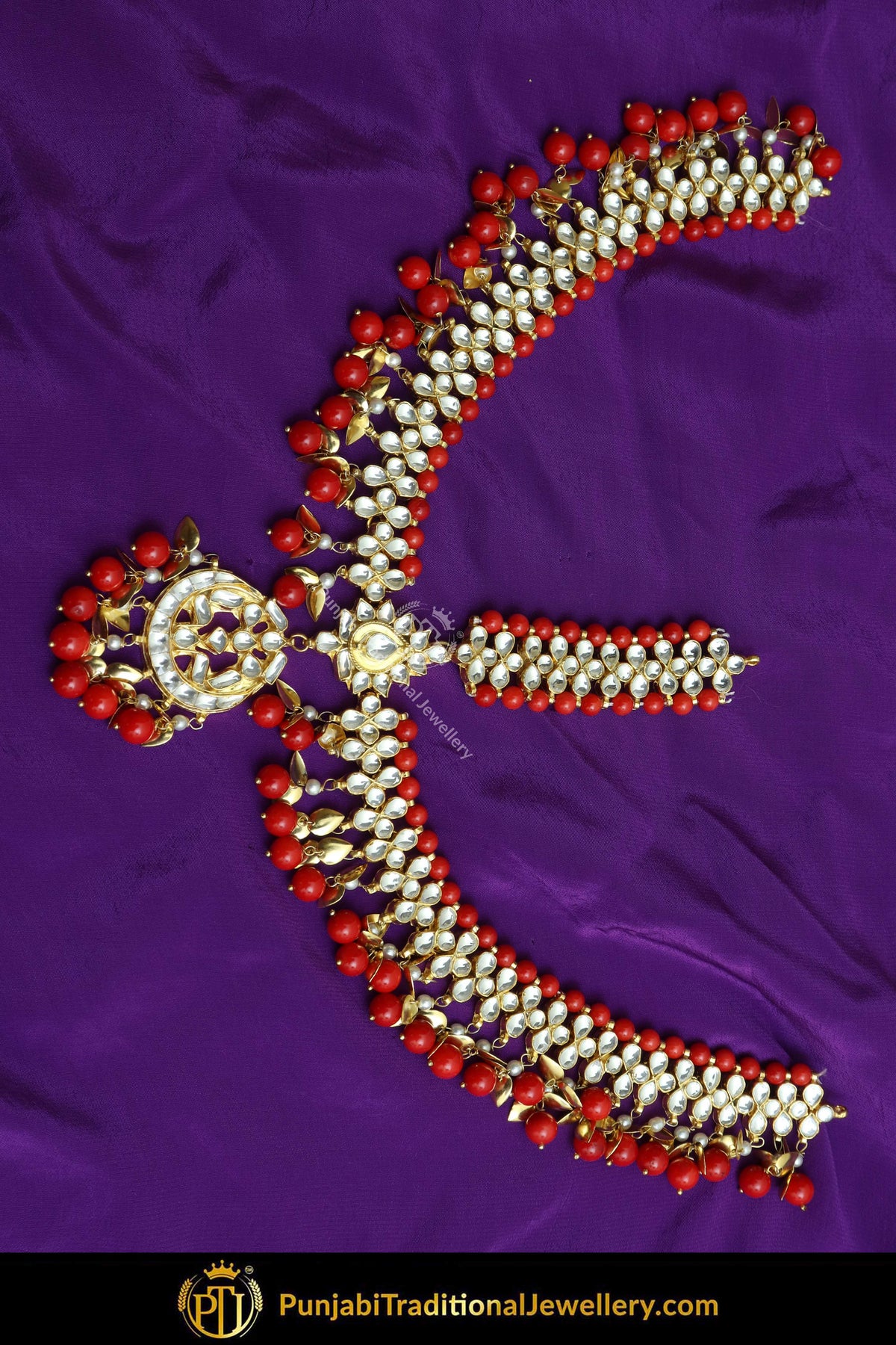 Gold Finished Kundan Rubby Pearl Matha Patti | Punjabi Traditional Jewellery Exclusive