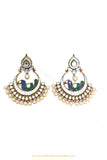 Gold Finished Kundan Peacock Earrings by PTJ