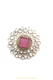 Gold Finished Pink Kundan Ring By PTJ