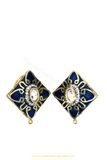 Gold Finished Blue Kundan Studs By PTJ