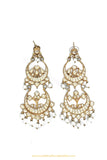 Gold Finished Kundan Pearl Earrings by PTJ