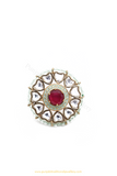 Gold Finished Rubby Kundan Ring By PTJ