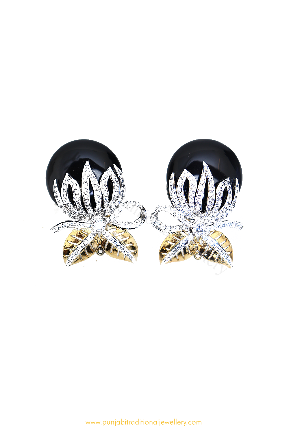 Gold Finished Black AD Studs By PTJ