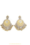 Gold Finished Kundan Pippal Patti Earrings by PTJ