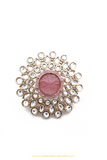 Gold Finished Pink Kundan Ring By PTJ