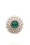 Gold Finished Emerald Kundan Ring By PTJ