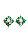 Gold Finished Emerald Kundan Studs By PTJ