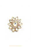 Gold Finished Kundan Ring By PTJ