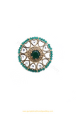 Gold Finished Navratan Kundan Ring By PTJ
