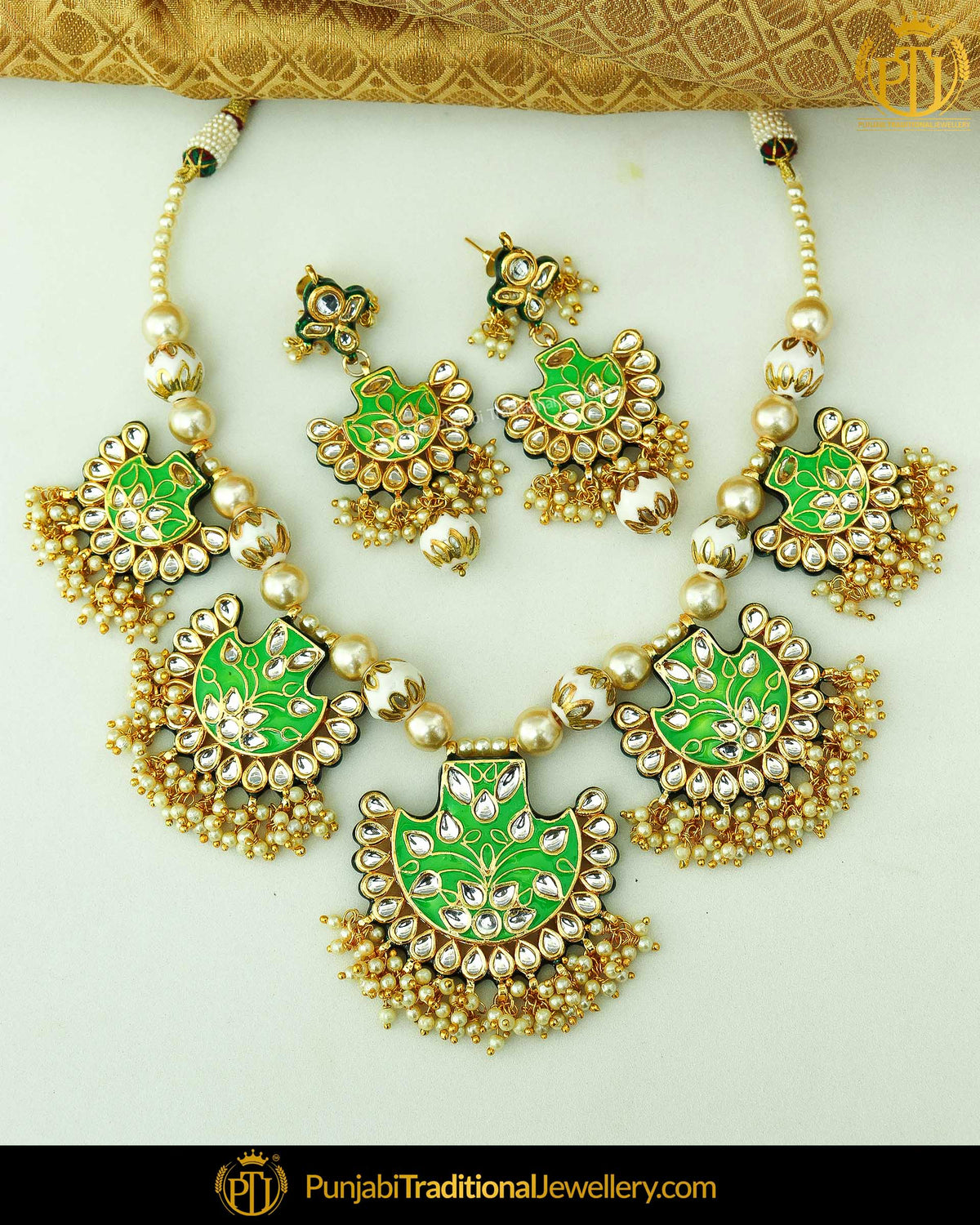 Hand Paited Meena Rubby Pearl Kundan Necklace Set | Punjabi Traditional Jewellery Exclusive