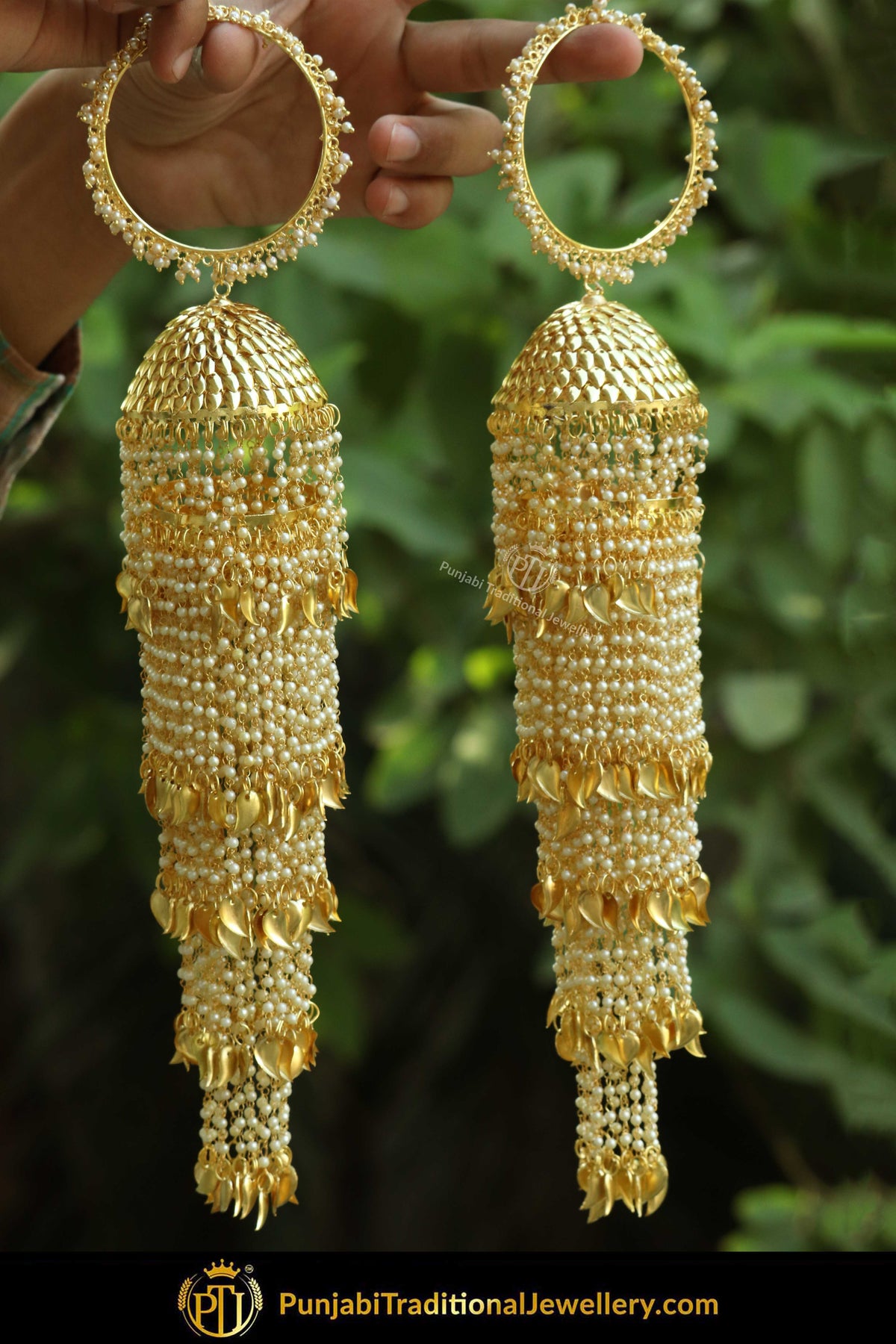 Gold Finished Pearl Pippal Patti Bridal Kalira | Punjabi Traditional Jewellery Exclusive