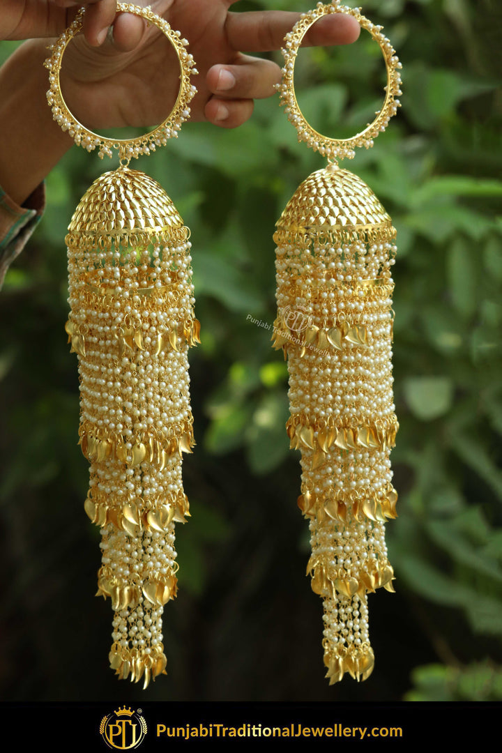 Gold Finished Pearl Pippal Patti Bridal Kalira | Punjabi Traditional Jewellery Exclusive