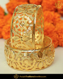 Gold Finished Jadau Karra Bangles (Pair)| Punjabi Traditional Jewellery Exclusive