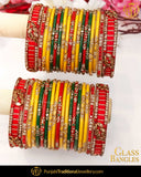 Multi (For Both Hands) Glass Bangles Set | Punjabi Traditional Jewellery Exclusive