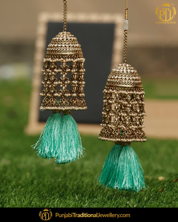 Gold Finished Champagne Stone Rama Green Tassel  Bridal Kalira