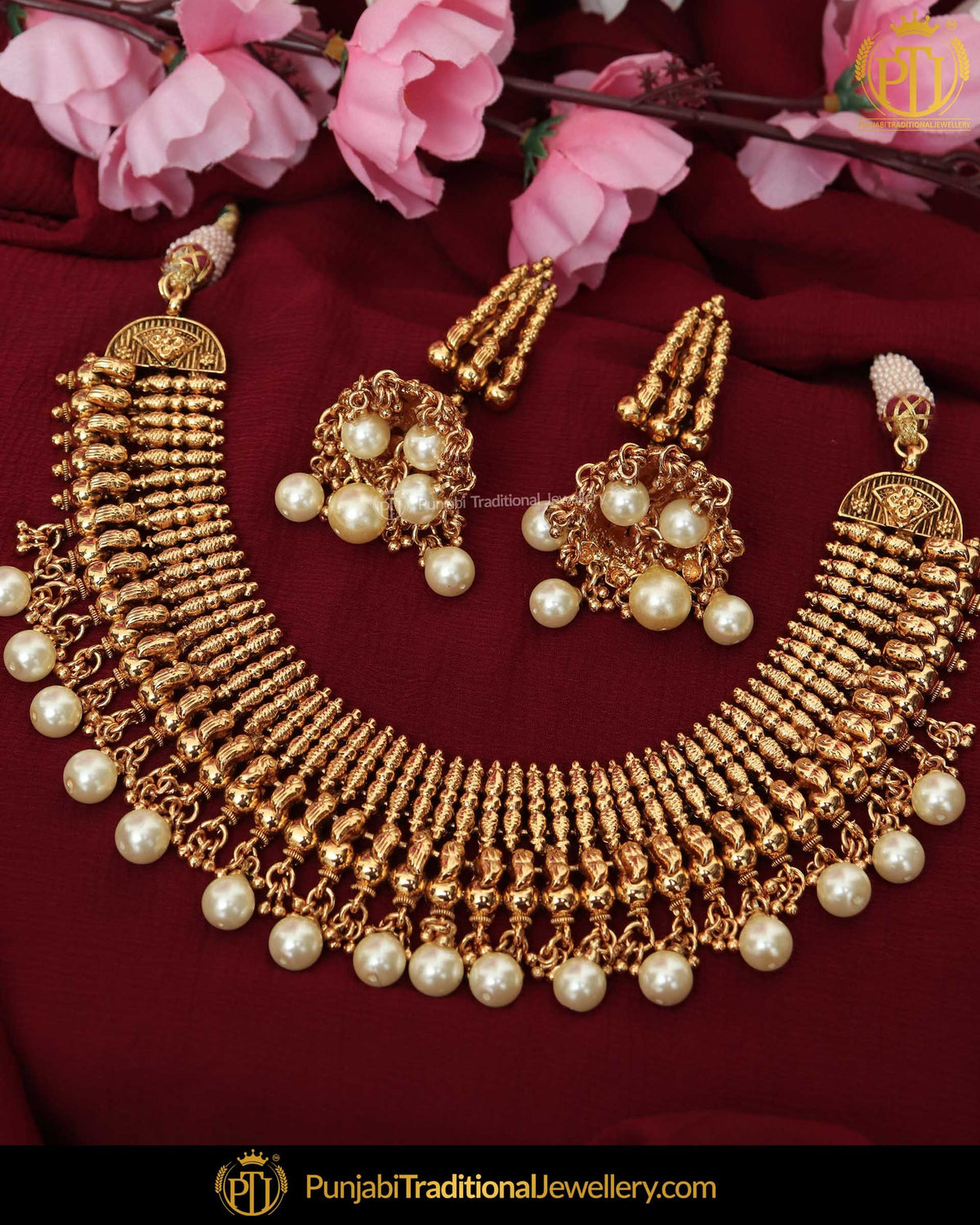 Antique Gold Finished Johda Necklace Set | Punjabi Traditional Jewellery Exclusive