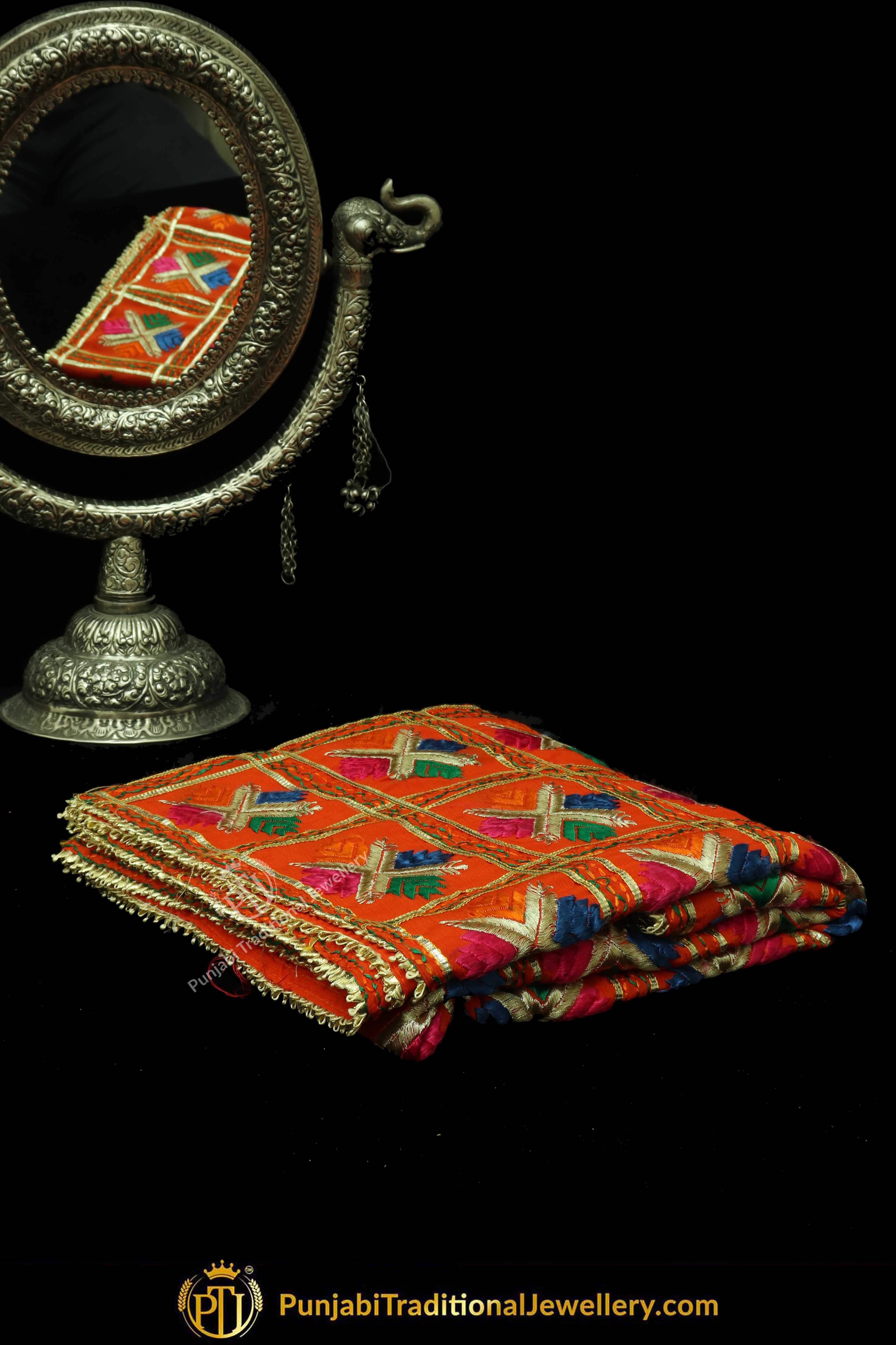 Multi Color Pure Phulkari Dupatta By Punjabi Traditional Jewellery