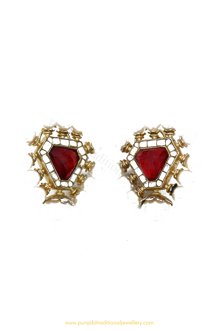 Gold Finished Rubby Studs By PTJ