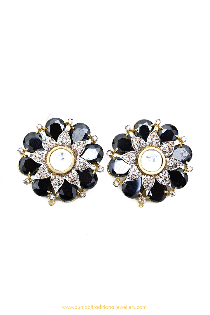 Gold Finished Black AD Studs By PTJ
