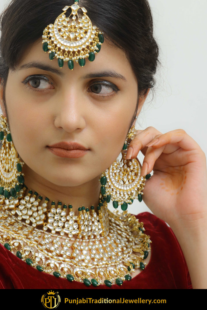 Chandni Emerald Kundan Choker & Earring Set | Punjabi Traditional Jewellery Exclusive