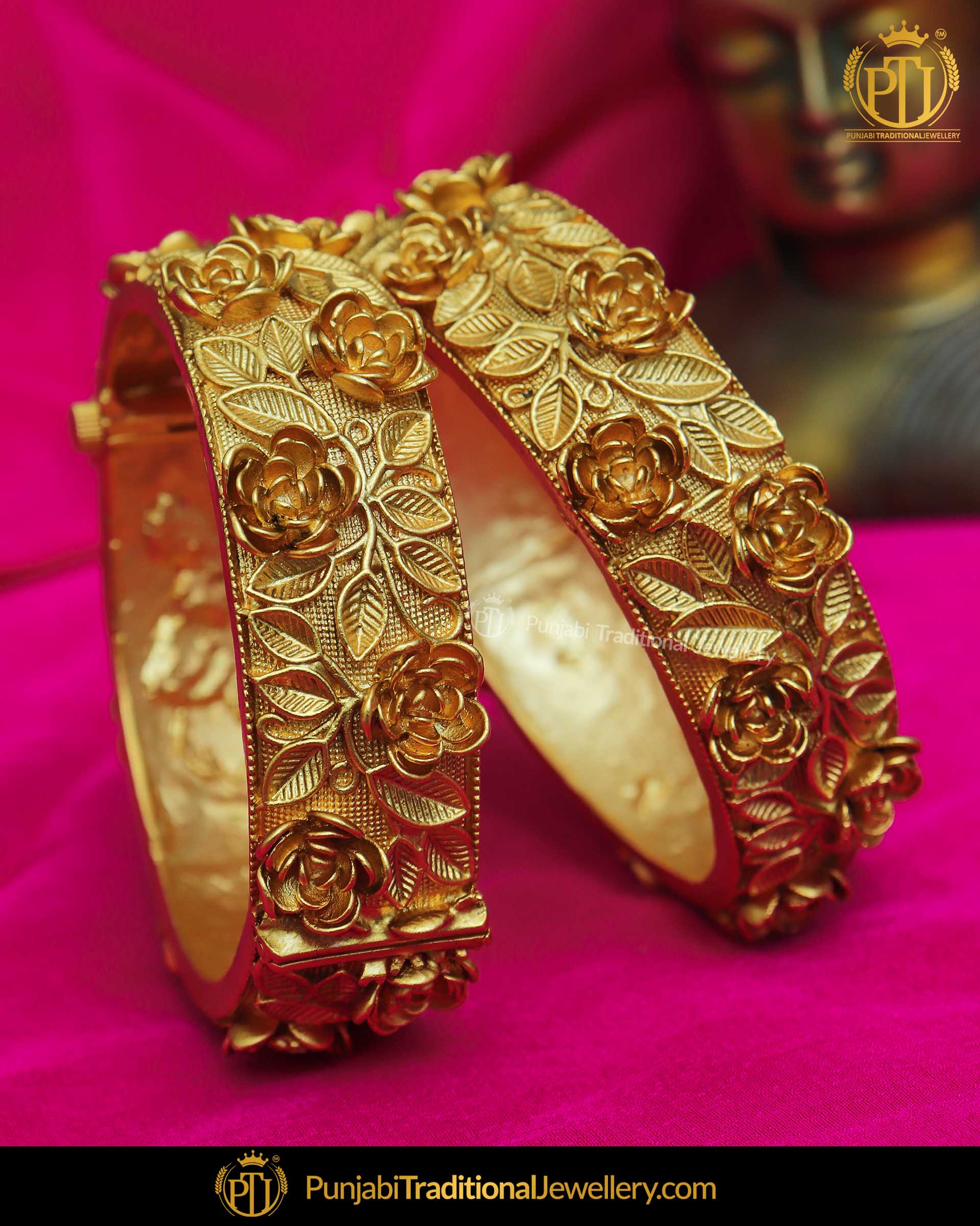 Gold Finished Gokhdu bangles Openable Bangles (Pair) | Punjabi Traditional Jewellery Exclusive