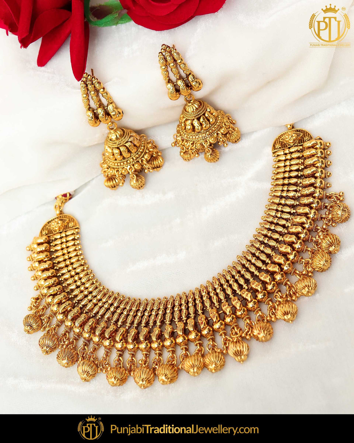 Antique Gold Finished Johda Necklace Set | Punjabi Traditional Jewellery Exclusive