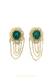 Gold Finished Emerald Earrings By PTJ