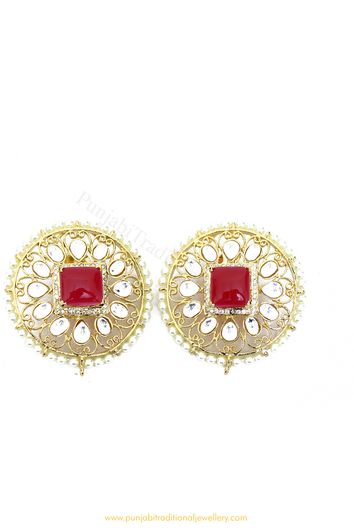 Gold Finished Rubby AD Studs By PTJ