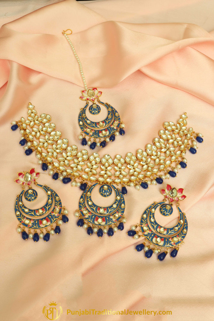 Faiha Blue Kundan Choker Set | Punjabi Traditional Jewellery Exclusive