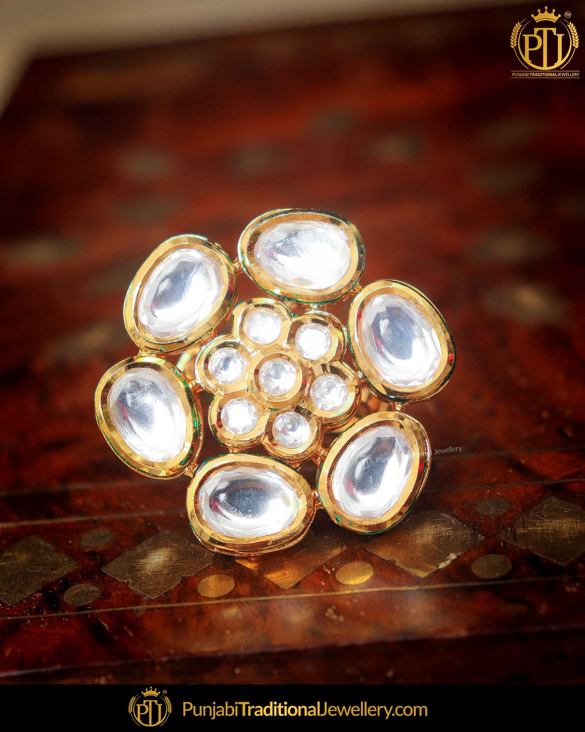 Gold Finished Kundan Ring | Punjabi Traditional Jewellery Exclusive