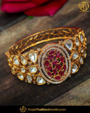 Gold Finished Rubby Kundan Bracelet | Punjabi Traditional Jewellery Exclusive