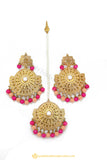 Gold Finished Earrings & Tikka Set by PTJ