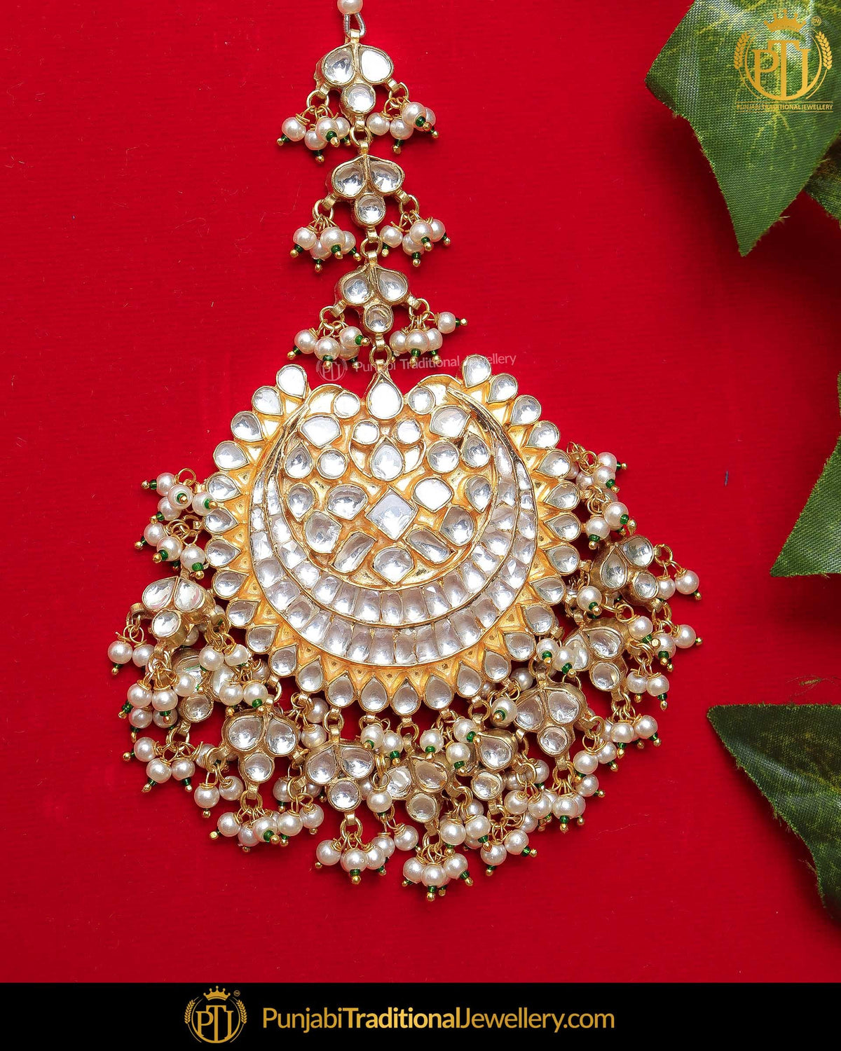 Gold Finished Kundan Pearl Tikka | Punjabi Traditional Jewellery Exclusive