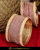 Antique Gold Finished Purple AD Stone Bangle Set (Both Hand Pair) | Punjabi Traditional Jewellery Exclusive