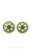 Gold Finished Emerald Kundan Studs By PTJ