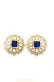 Gold Finished Blue Kundan Studs By PTJ