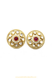 Gold Finished Rubby Kundan Studs By PTJ