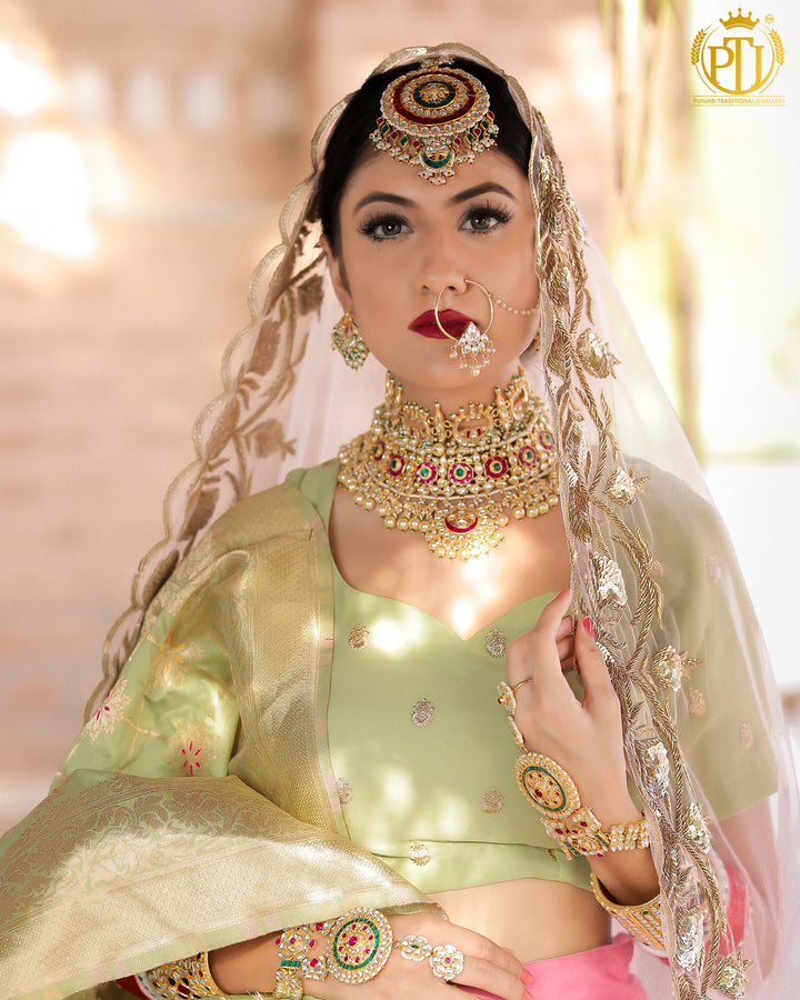 Kabeesha Rubby Emerald Kundan only Nath | Rawayat by Punjabi Traditional Jewellery