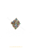 Gold Finished Navratan Kundan Ring By PTJ