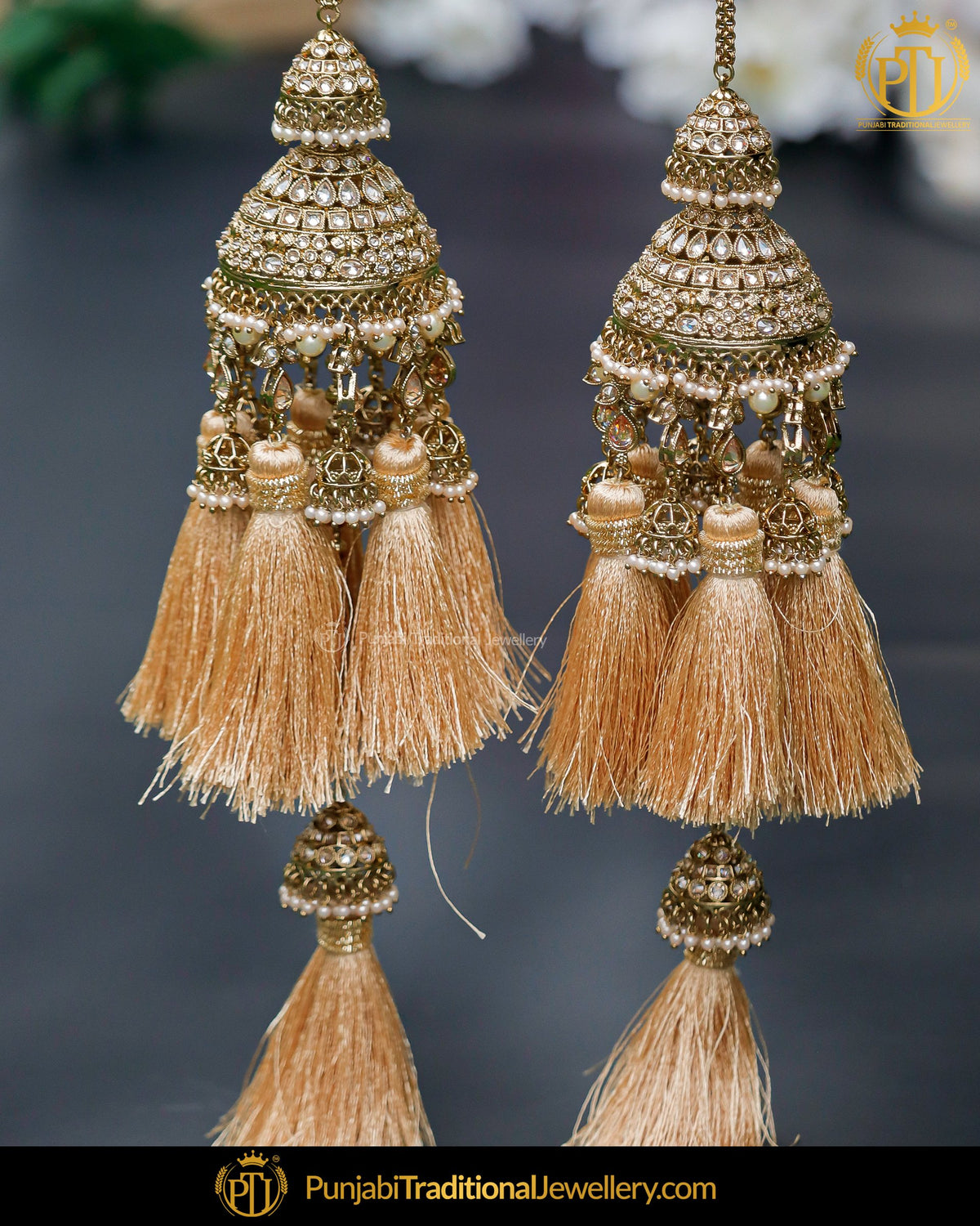 Gold Finished Champagne Stone Golden Tassel  Bridal Kalira