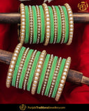 Green Thread Pearl Bangles Set (Both Hand Pair) | Punjabi Traditional Jewellery Exclusive