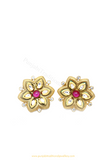 Gold Finished Rubby Kundan Studs By PTJ