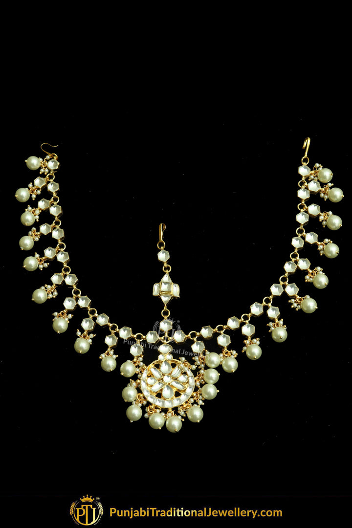 Gold Finished Kundan Pearl Matha Patti | Punjabi Traditional Jewellery Exclusive
