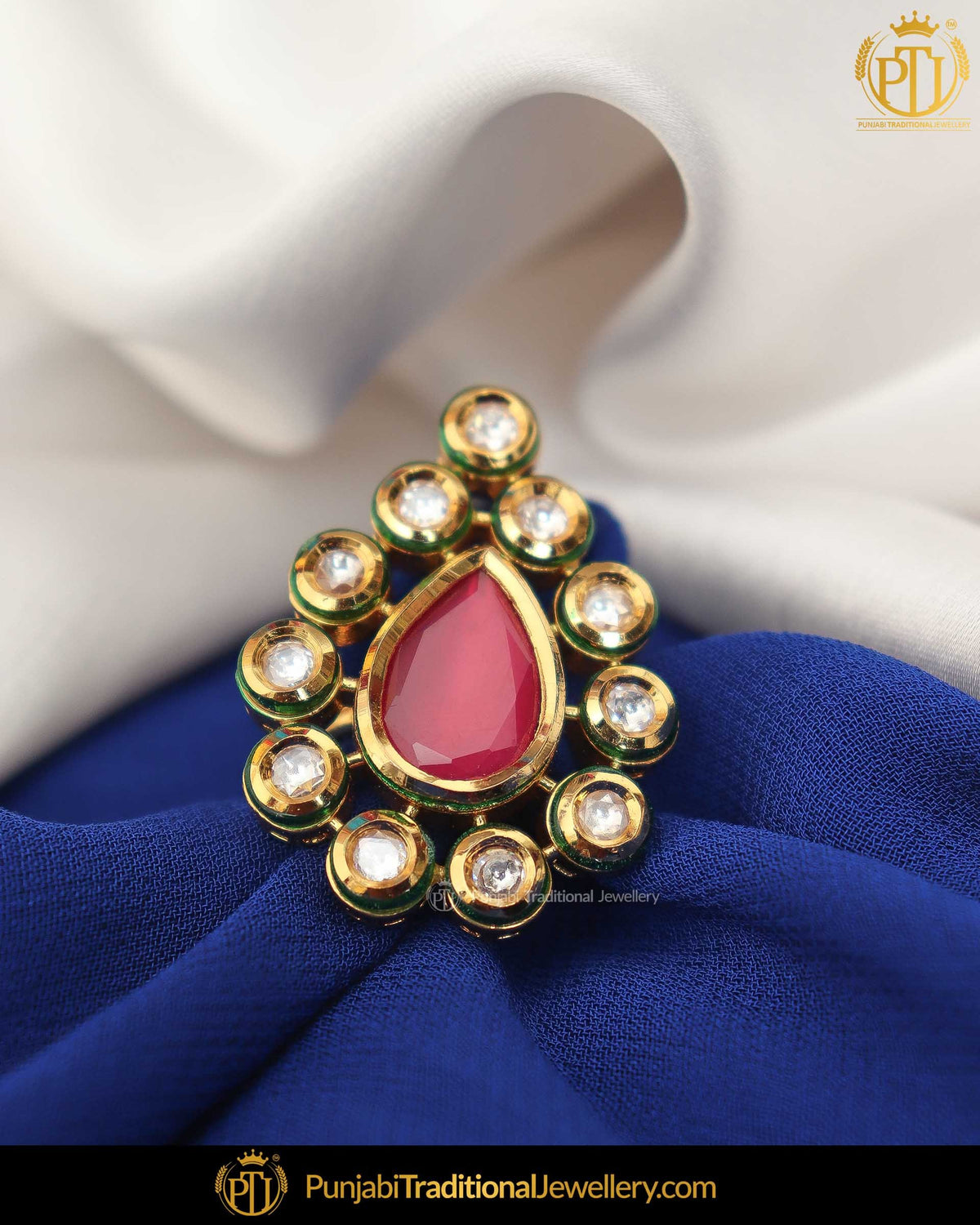 Gold Finished Rubby Kundan Ring | Punjabi Traditional Jewellery Exclusive