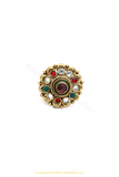 Antique Gold Finished Rubby Emerald Ring By PTJ